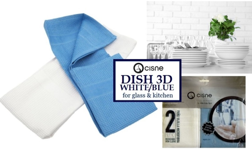 Microfiber Dish Cloth (2pcs, 50x50cm, Blue & White)